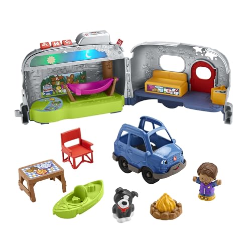 Fisher-Price - Little People Camping Abenteuer - 2-in-1-Fahrzeug und Spielset mit Lichtern und Liedern für Kinder ab 1 Jahr, HJN42 von Fisher-Price