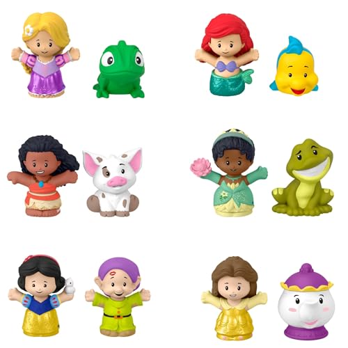 Fisher-Price Little People Disney Princess Kleinkind-Spielzeug, 6 Figurenpackungen mit Rapunzel, Arielle, Moana, Schneewittchen und mehr (6 Stück) von Fisher-Price