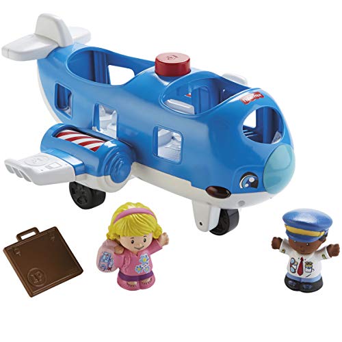 Fisher-Price Little People Flugzeug Reisen zusammen Spielzeug mit Lichtern und Geräuschen und 2 Figuren, Spielzeug für Babys +1 Jahr, spanische Version (FKX07) von Fisher-Price