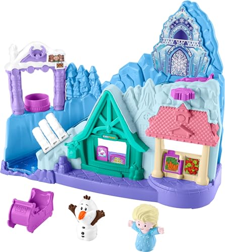 Fisher-Price Little People Kleinkind-Spielset Disney Frozen Arendelle Rodelabenteuer mit Elsa & Olaf Figuren ab 18 Monaten von Fisher-Price