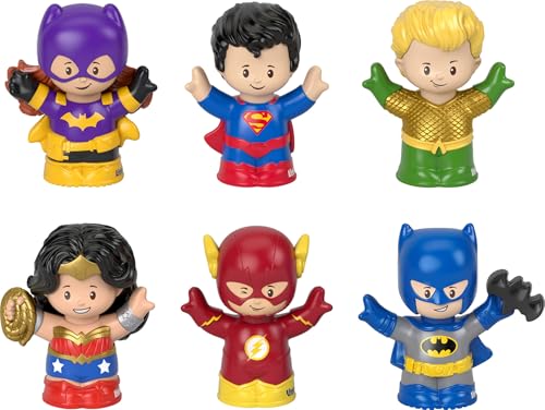 Fisher-Price Little People Kleinkind-Spielzeug, DC Super Friends, Kriminalbekämpfungsfiguren-Set, 6 Charaktere, für Rollenspiele, ab 18 Monaten von Fisher-Price