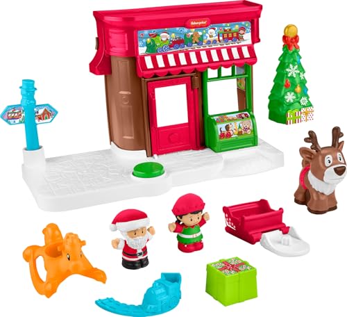 Fisher-Price Little People Kleinkind-Spielzeug, Weihnachtswunderland, Spielzeug-Set mit Weihnachtsmann-Elfe und Rentier-Figuren, ab 1 Jahren von Fisher-Price