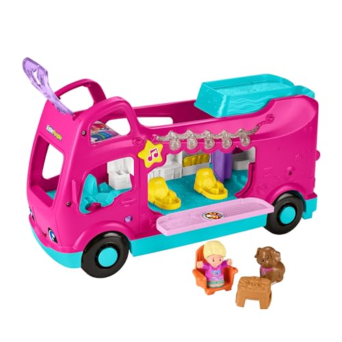 Fisher-Price Little People Kleinkind Spielzeug Barbie Little Dreamcamper RV Spielset mit Lichtern, Geräuschen und 2 Figuren, ab 18 Monaten, HYR85 von Fisher-Price