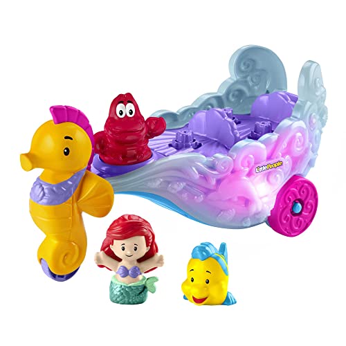 Fisher-Price Little People Kleinkinder-Spielset mit Disney Prinzessin Arielle- und Fabius-Figuren sowie Kutsche mit Musik und Lichtern - HMX83 von Fisher-Price