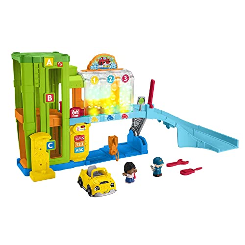 Fisher-Price Little People Kleinkinder-Spielset mit Spielzeugauto, Rampe und Smart Stages-Inhalt, beleuchtete Lern-Garage, deutsche Version, HYH58 von Fisher-Price