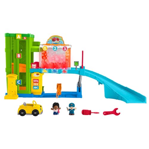 Fisher-Price Little People Spielset für kleine Kinder, pädagogisch beleuchtete Garage mit Autorampe und Smart Stages-Inhalt, mehrsprachige Version, HRC60 von Fisher-Price