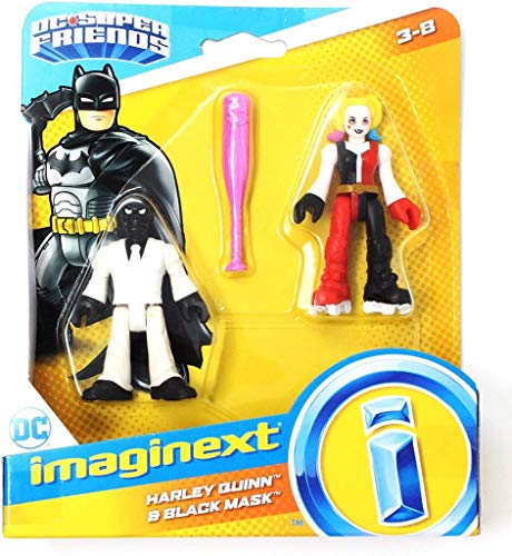 Fisher-Price Mattel – M5645 Imaginext – DC Super Friends – Harley Quinn & Schwarze Maske – Set mit 2 Spielfiguren, bewegliche Arme und Beine von Fisher-Price