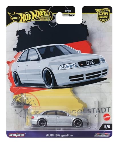 Hot Wheels Premium Audi S4 Quattro, Car Culture Circuit Legends-Fahrzeuge im Maßstab 1:64 mit realistischen Gussteilen und tollen Designs, für Kinder ab 3 Jahren und Erwachsene Fans und Sammler, HRV81 von Hot Wheels