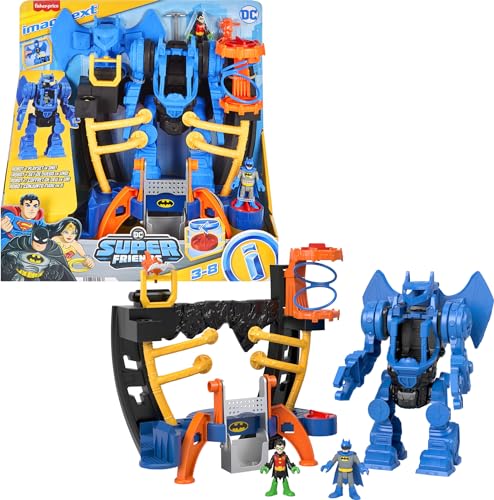 Fisher-Price IMAGINEXT DC Super Friends - Batman Robo-Kommandozentrale Spielset mit abnehmbarem Roboter und Batwing, für Kinder von 3 bis 8 Jahren, HML02 von Fisher-Price