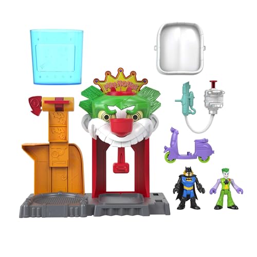 IMAGINEXT DC Super Friends Batman-Spielset - Joker-Haus mit Figuren, die in warmem und eiskaltem Wasser die Farbe wechseln, für Kinder von 3 bis 8 Jahren, HMX55 von Fisher-Price