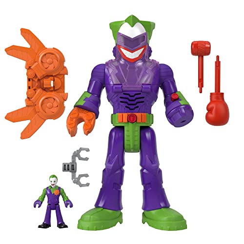 Fisher-Price IMAGINEXT DC Super Friends Joker im Lachroboter - 30 cm großer, manuell gesteuerter Joker-Roboter, Power Pad für Lichter und Actiongeräusche, schießt Projektile ab, ab 3 Jahren, HKN47 von Fisher-Price