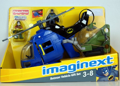 Imaginext Batman Hubschrauber-Geschenk-Set mit Batman und Robin Zahlen. von Fisher-Price