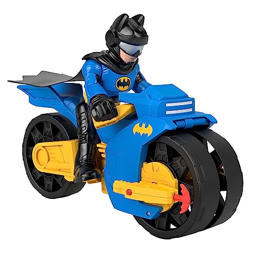 IMAGINEXT DC Super Friends Batcycle & Batman - Batman-Figur und 25 cm Spielzeugmotorrad mit Abschussvorrichtung für Projektile für spannende Kämpfe für abenteuerliche Verbrecherjagd, HNM32 von Fisher-Price