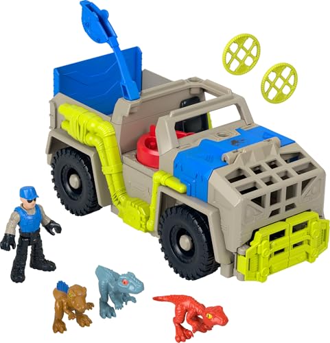 Fisher-Price Imaginext Jurassic World Dinosaurierspielzeug Track- und Transport-Dinotruck Spielzeugset mit Fahrzeug und Figur für Kinder im Vorschulalter ab 3 Jahren, HRK69, HRK69 von Fisher-Price