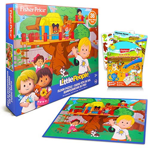 Kleinkind-Puzzle für Kinder, Kleinkinder – Bündel mit 36 Teilen, Bodenpuzzle für kleine Menschen, plus Highlights, Aktivitätsbuch zum Greifen und Mitnehmen (Kinder-Bodenpuzzles), Kleinkind-Puzzle von Fisher-Price