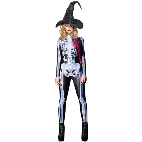 3D-Skelett-Kostüme – Halloween-Skelett-Outfit, Cosplay-Kostüm, Halloween-Strumpfhose, menschlicher Körper | | Halloween-Partybedarf, Polyester-Strampler, Overall, von Fisssure