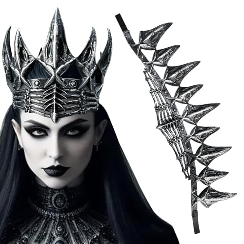 Crow Crown – Fairy Ravve Headpiece Goth Queen Crown, Halloween Cosplay Krone | Diadem Wettbewerb Festival Stirnband Cosplay Partykranz Krone Gothic Ravve-N-S Krone Zubehör von Fisssure