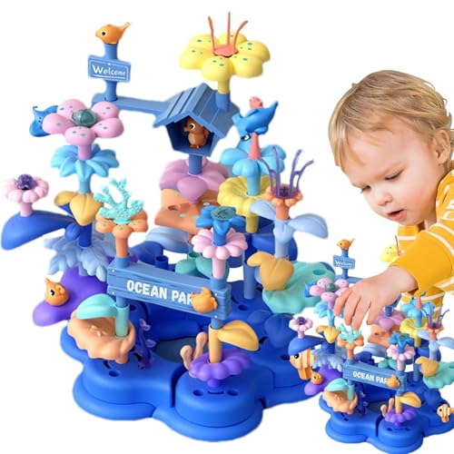 Fisssure Blumengartenspielzeug, Kleinkind-Gartenset,Lustiges 61-teiliges Bauspielzeug für Kinder - Multifunktionales STEM-Blumenspielzeug für Kleinkinder für Mädchen, fördert die Fantasie, entwickelt von Fisssure