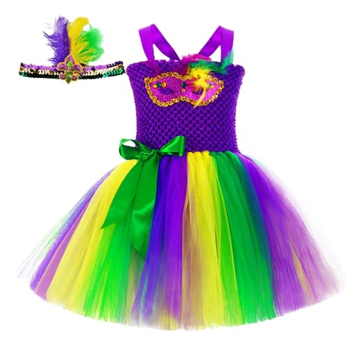 Fisssure Mardi-Kleid für Mädchen, Kinder-Tutu-Kleid - Ärmelloses Tutu-Kleid, Maskeraden-Party-Tüll-Outfit - Party-Abschlussball-Outfit-Kleid für Karneval, Paraden, Karnevalspartys, Maskeraden von Fisssure