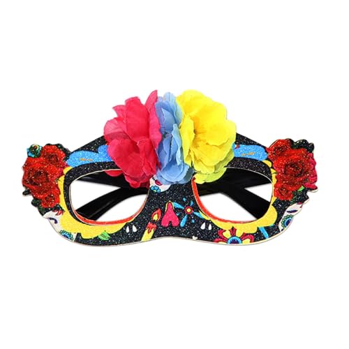 Fisssure Maskerade-Maske für Damen, Verkleidungsparty, Rollenspiel-Maske, Halloween-Kostüm, Gesichtsmaske, verziert mit künstlichen Blumen und Totenkopf, für Kostümpartys von Fisssure