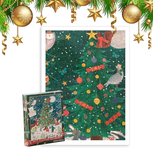 Fisssure Puzzle-Set aus Holz, Weihnachtspuzzle | Cartoon-Weihnachtsbaum-Puzzleboard, niedliches Puzzlebrett 1000 x, bunte Weihnachtspuzzles für die Dekoration von Fisssure