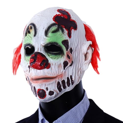 Halloween-Clown-Maske – Gruselige Clown-Maske Mit Roten Haaren, Clown-Kostüm-Requisite | Gruselige Clown-Requisiten, Vollständige Gesichtsbedeckung, Kostüm, Fotografie-Requisite, Halloween-Kostüm, Rot von Fisssure