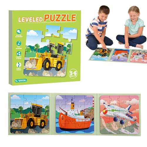 Magnetisches Puzzle – Reisepuzzle, magnetische Puzzles 3 in 1, Lernspielzeug für Autoaktivitäten, Puzzlespielzeug | fortgeschrittene magnetische Puzzles für Kinder im Buchstil, Porta-Spiel von Fisssure