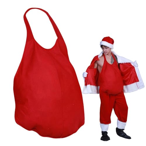 Santa Belly Stuffer – Rote Krawatten Am Rücken, Weihnachtliches Kostüm Für Erwachsene | Weihnachtsmann-Kostüme, Weihnachtsmann-Bauchzubehör, Gefälschter Ausgestopfter Weihnachtsmann, Weihnachtsmann-Ba von Fisssure