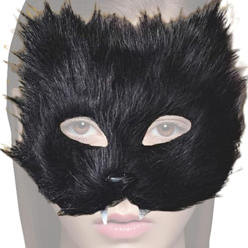 Wolfsmaske - Faux Wolf Cosplay Maske, Faux Wolf Half Face Cover | Halloween Performance Cos Massk, Furry Paw and Tail Set, Furry Costume Kit for Halloween Birthday Holiday Party Dance von Fisssure