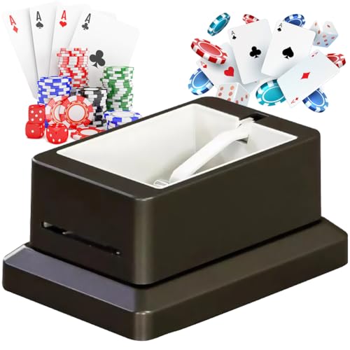 Vollautomatischer Kartenhändler, um 360° drehbarer Kartenhandelsautomat, wiederaufladbarer Kartenaufteiler mit 4 Decks, bis zu 8 Spieler for UNO, Blackjack, Texas Hold'em weiß(Black) von Fitlin