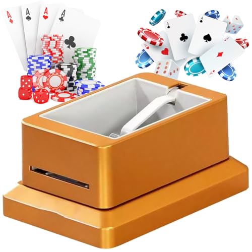 Vollautomatischer Kartenhändler, um 360° drehbarer Kartenhandelsautomat, wiederaufladbarer Kartenaufteiler mit 4 Decks, bis zu 8 Spieler for UNO, Blackjack, Texas Hold'em weiß(Gold) von Fitlin