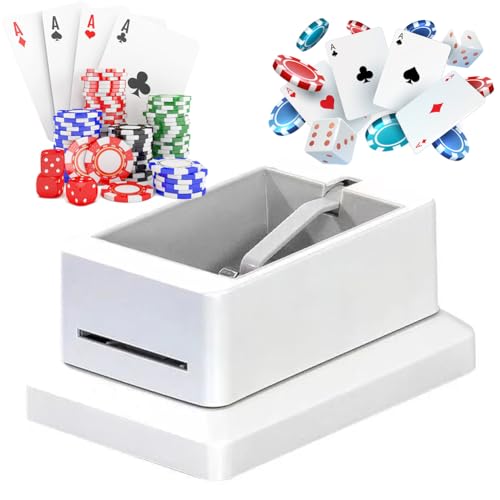 Vollautomatischer Kartenhändler, um 360° drehbarer Kartenhandelsautomat, wiederaufladbarer Kartenaufteiler mit 4 Decks, bis zu 8 Spieler for UNO, Blackjack, Texas Hold'em weiß(White) von Fitlin