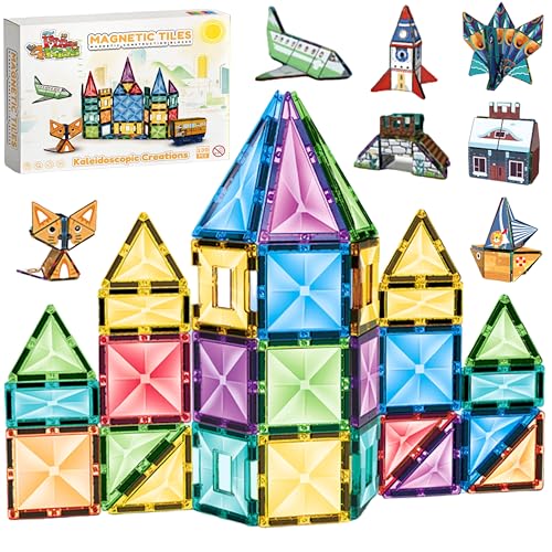 Fits4Kids® Magnetische Bausteine – 100-teiliges STEM Magnetspielzeug mit 99 Sticker-Accessoires | Lernspielzeug ab 3 4 5 6 7 8 Jahren | Kreatives Montessori Spielzeug für Jungen und Mädchen | Geschenk von Fits4Kids