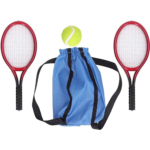 Fituenly 4 Stücke 1:12 Miniatur Sport Tennis Schläger Ball Tasche Set Puppenhaus Dekoration Zubehör von Fituenly