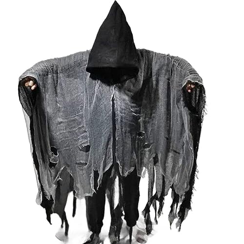 Fituenly Halloween Cape Tattered Kapuzen Capes Mittelalterlich Unisex Ghost Demenzer Zauberer Cloak Halloween Cosplay Kostüm von Fituenly