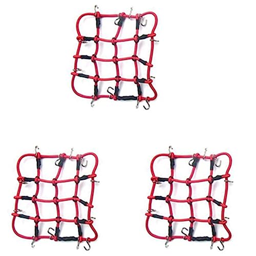 Fivetwofive 3X RC Auto Teile Zubehör Elastisches Gepäck Netz für 1/12 MN D90 D99 MN99S, Rot von Fivetwofive