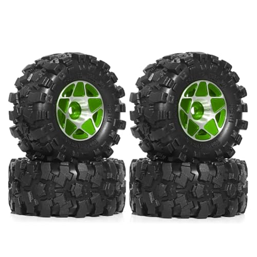 Fivetwofive 4 Stück 57 mm 1,0 Metall-Beadlock-Radreifensatz für 1/18 1/24 RC Crawler Car TRX4M SCX24 AX24 FCX24 Grün von Fivetwofive