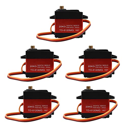 Fivetwofive 5X Td-8120Mg wasserdichte Metall Ausrüstung Digital Servo mit 20Kg Hohes Drehmoment 180 für Rc Fern Bedienung Auto Modell Fahrzeug 20Kg Servo von Fivetwofive