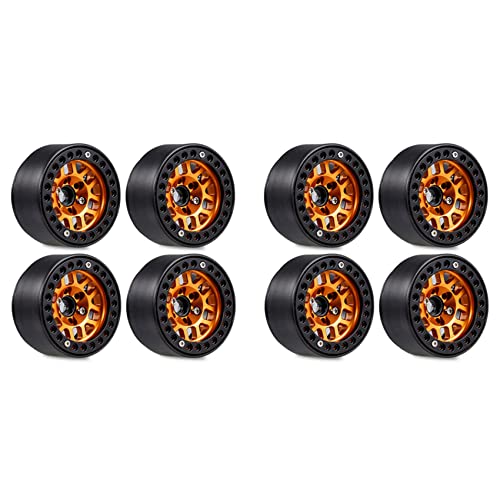 Fivetwofive 8 Stücke 1.9 Metall Perlenverschluss Rad Naben Felge Für 1/10 RC Crawler Axial SCX10 90046 AXI03007 TRX4 RedCat D90,Orange von Fivetwofive