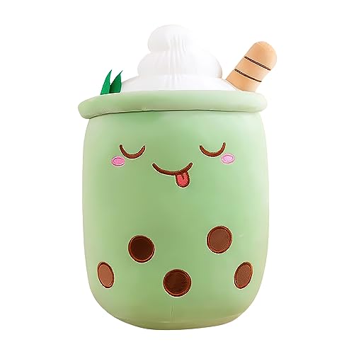 Fivtsme Bubble Tea Plüschtier, 35CM Boba Plüschtier, Bubble Tea Kuscheltier Grün, Teetasse Kissen Kinderspielzeug Boba Plüschkissen, Plüschkissen Spielzeug Kreatives Geschenk für Kinder Mädchen Jungen von Fivtsme