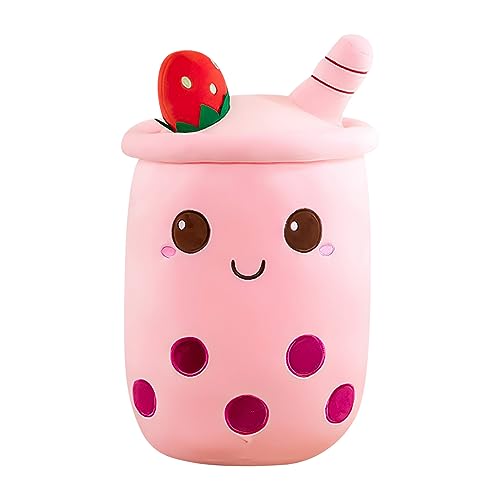 Fivtsme Bubble Tea Plüschtier, 35CM Boba Plüschtier, Bubble Tea Kuscheltier Rosa, Teetasse Kissen Kinderspielzeug Boba Plüschkissen, Plüschkissen Spielzeug Kreatives Geschenk für Kinder Mädchen Jungen von Fivtsme