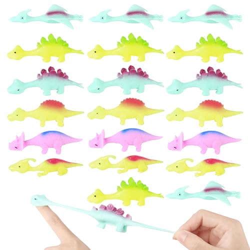 Fivtsme Schleuder Dinosaurier Spielzeug,20 Stück Slingshot Dinosaur Finger Toys,Lustige Fliegende Dinosaurier Schleuder Spielzeug,Dinosaurier Spielzeug,Party Spielzeug für Kinder,Zufällige Farbe von Fivtsme