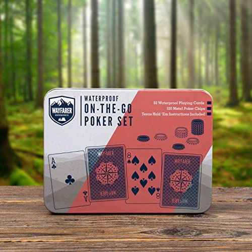 Fizz Creations - Wayfarer On The Go Poker Set | Wasserfeste Premium Spielkarten für Texas Holdem Poker | Kartenspiel Kartendeck Skatkarten | Reisespielkarten | Geschenk für Geburtstag, Party von Fizz Creations