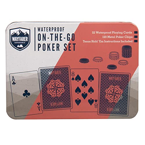 Fizz Creations - Wayfarer On The Go Poker Set | Wasserfeste Premium Spielkarten für Texas Holdem Poker | Kartenspiel Kartendeck Skatkarten | Reisespielkarten | Geschenk für Geburtstag, Party von Fizz Creations