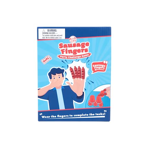 Sausage Fingers Party Challenge Game! Enthält 4 Wurstfinger, 180 Aufgaben, 6 Plastikbecher, 2 Ping-Pong-Bälle und 1 Würfel. Ein MADCAP-Spiel von Fizz Creations. von Fizz Creations