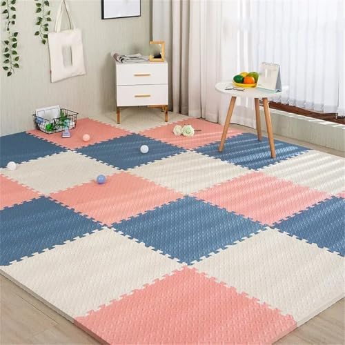 30 x 30 x 1 cm Baby-Spielmatte aus Schaumstoff, Kindermatte, Schlafzimmer-Schutzmatte, Bodenfliesen, Matte 004, 12 Stück mit 12 Kanten von Fjnbbiot