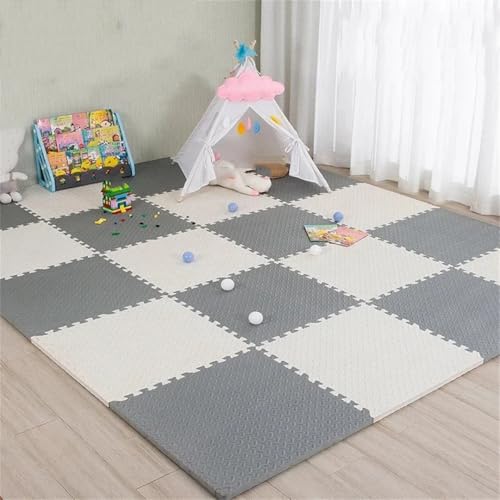 Baby-Puzzle-Boden, Kindermatratze, Schaumstoff-Babydecke, Lernspielzeug, Spielmatte, 30 x 1 cm, Weiß und Grau, 16 Stück von Fjnbbiot