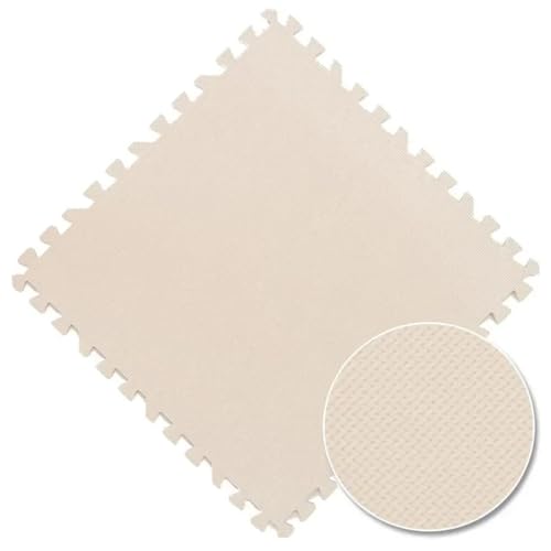 Fjnbbiot 1 cm dicke Baby-Spielmatte, Schaumstoff-Puzzle für Kinder, Spielzeug für Kinder, ineinandergreifende Übungen, Bodenfliesen, Teppich, Beige, 16 Stück mit 16 Kanten von Fjnbbiot