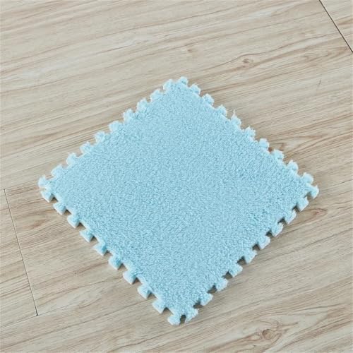 Fjnbbiot 4-20 Pack Baby Game Activity Mat Plush Foam Stitching Mat Washable Children Educational Mat Light Blue 12pcs von Fjnbbiot