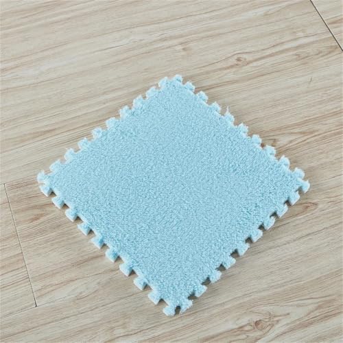 Fjnbbiot Baby Krabbel-Aktivitätsmatte Plüschschaum Bodenmatte Waschbar Rutschfeste und wasserdichte Nähmatte Blau 16pcs von Fjnbbiot